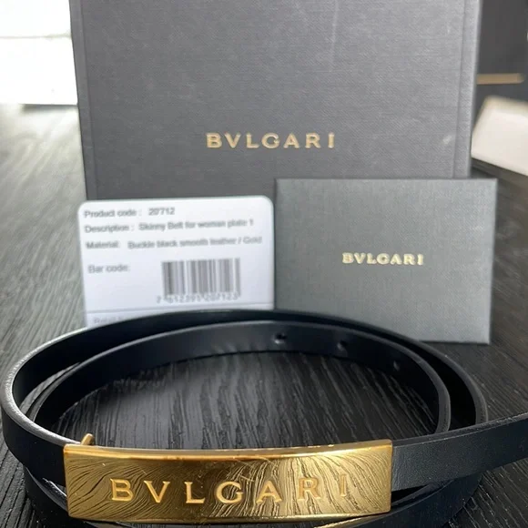 BVLGARI | Accessories | Bvlgari Skinny Black Leather Belt  display picture 1